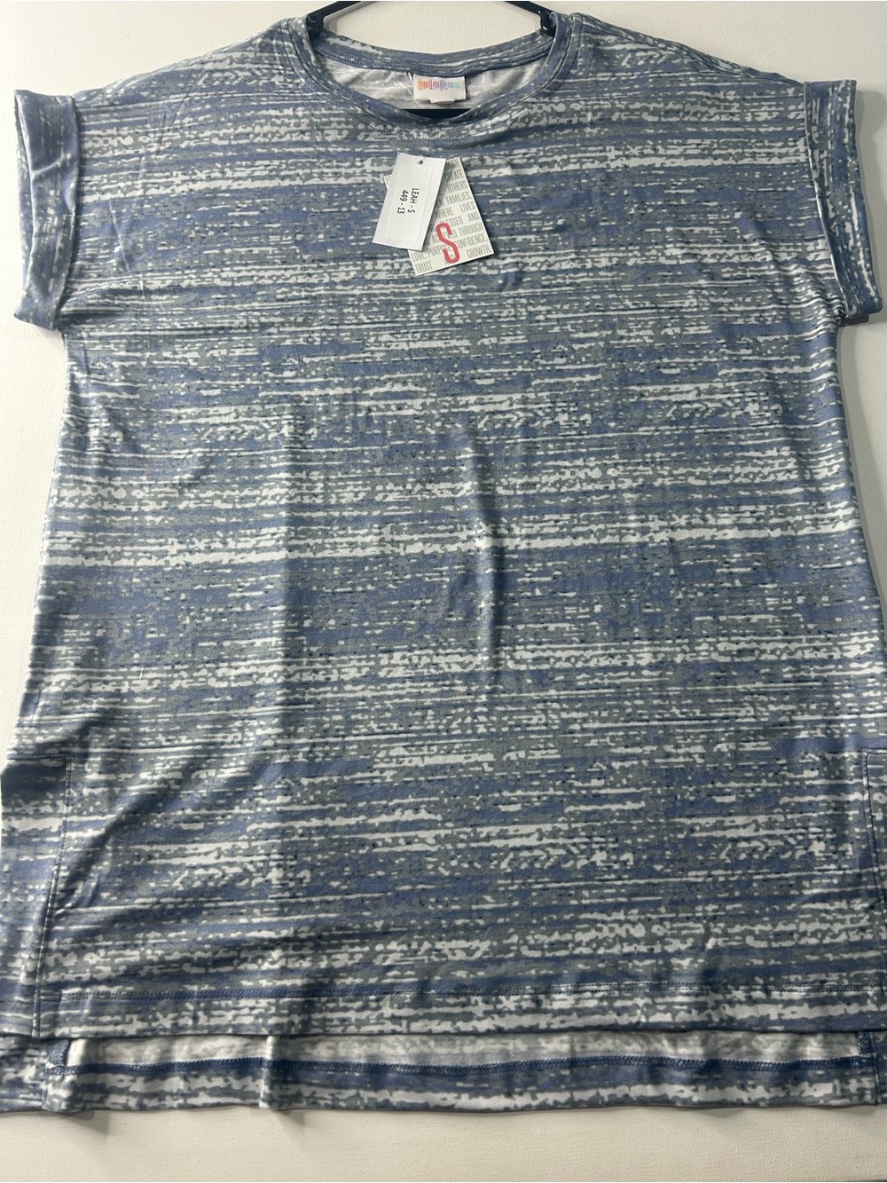 NWT Lularoe Small Leah Blue Heathered Cap Sleeve T-Shirt